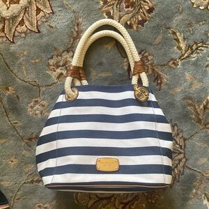 Michael Kors, Marina Navy and White striped handbag tote NWT
